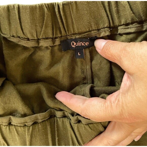 Quince 100% European Linen Pants Martini Olive Size LG Women's Green Wide Leg - Picture 5 of 13
